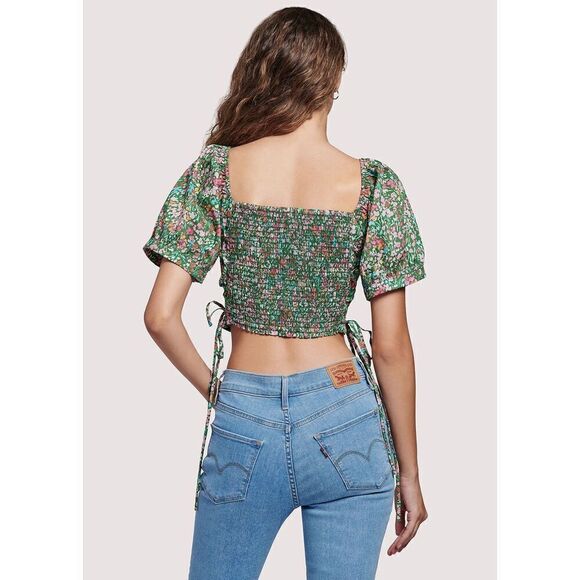 LOST & WONDER Big Sur Crop Top & mini Skirt Set  - GREEN FLORAL size S NWOT$159 - Picture 6 of 8